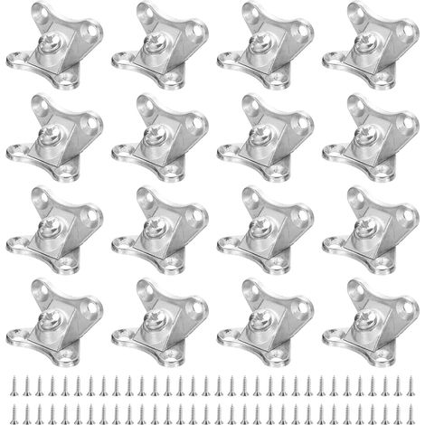 CCYKXA Lot de 16 équerres d'angle amovibles en forme de papillon en métal avec vis pour étagères, armoires, meubles en bois (argenté) (1/4)