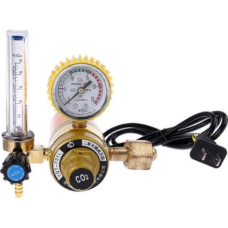 Régulateur de pression de CO2, réducteur de pression de dioxyde de carbone, chauffage électrique, manomètre chauffant 220 V (1/5)