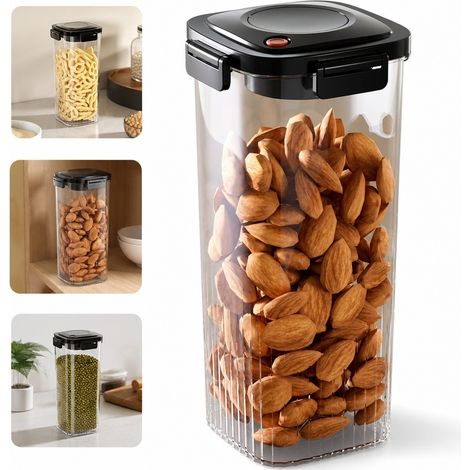 1 Pièce 1 800 ml Blanc Boîte de Conservation sous Vide Pressée PET 12 x 25 cm 0,29 kg Céréales Café Placard Cuisine Domicile (1/5)
