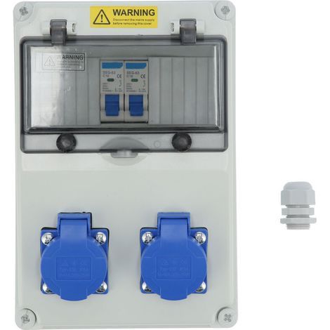 Répartiteur mural 2 positions, 16 A 220-250 V Coffret de Chantier Monophasé Répartiteur de Courant Mural Distribuidor de corriente portátil IP65. (1/4)