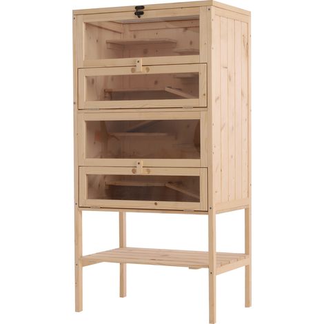 Wooden Large Hamster Cage, Gerbil Cage 4 Layers Tall Bottom & Storage Shelf (1/5)