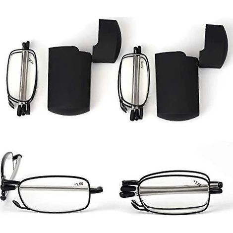 Lunettes de lecture 2 paires compactes et pliables avec loupe, noires (1/5)
