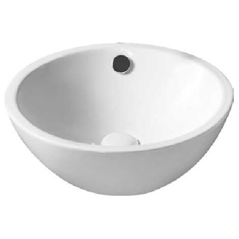 Vasque à poser ronde blanche avec trop-plein diamètre 39,5 cm (1/2)