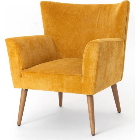 Amadeus - Fauteuil en velours côtelé moutarde Léon (1/5)