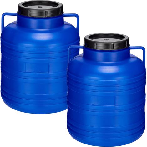 Garronda réservoir d'eau de 2 x 20 litres, Baril Alimentaire, fût à Large Ouverture en HDPE et sans BPA, tonneau de Jardin, bac à Aliments pour Animaux, conteneur d'eau, tonneau Universel GD-0078, Ble