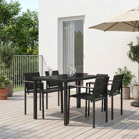vidaXL Set di Mobili da Esterno 5 pcs Nero e antracite Textilene