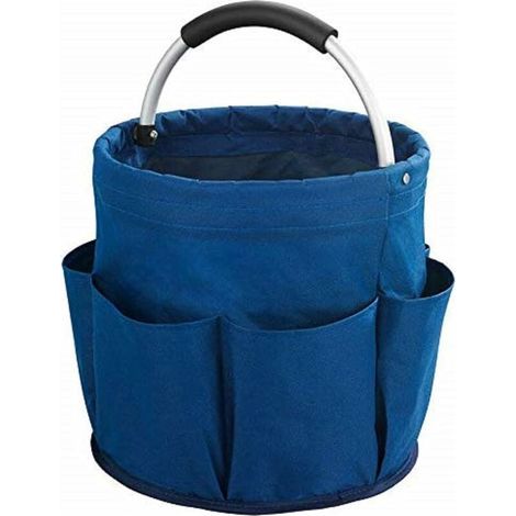 Cestino portaoggetti pieghevole 28 x 26,5 x 28 cm – 6 tasche esterne – 100% poliestere – Per prodotti e strumenti per la pulizia (1/3)