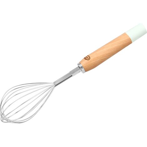 Dr. Oetker Retro Frusta con Manico in Legno, Metallo, Argento/Marrone, 27 x 5 x 1 cm (1/4)
