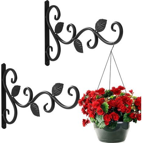 Supports de Panier Suspendu, Crochets de Suspension Muraux en Fer, Métal Supports d’accrochage pour l’extérieur(2 Pièces) (1/5)