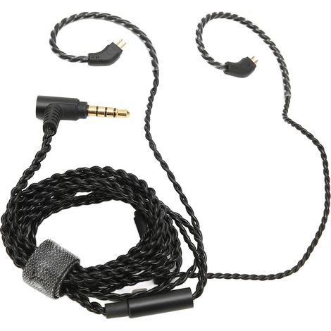 Câble de remplacement pour écouteurs 0.78mm 2 broches avec micro et connecteur coudé 3.5mm (1/5)
