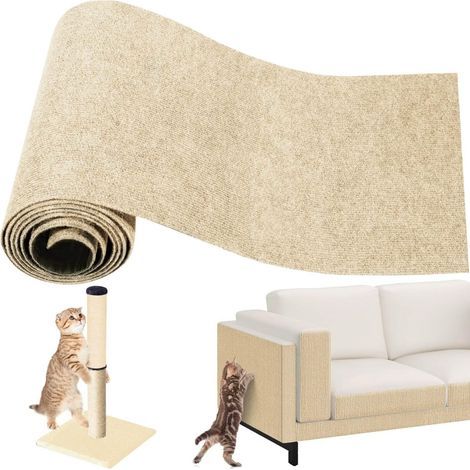 Tapis griffoir autocollant pour chat - 200 cm x 40 cm - Protection contre les rayures - Pour canapé, porte, mur et canapé - Kaki (1/5)