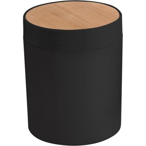 Papelera basculante de baño de bambú 2,5 LALAIS negro Spirella