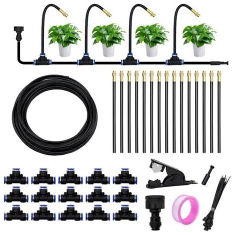 Système d'irrigation automatique de jardin, système d'irrigation de jardin à 360°, kit d'irrigation par brumisation avec buse réglable, système d'irrigation pour jardin, cour, pelouse