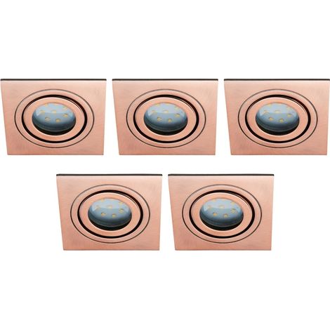Litecraft Recessed Downlights Square Tiltable Spotlights in Brushed Copper - 5 Pack (1/5)