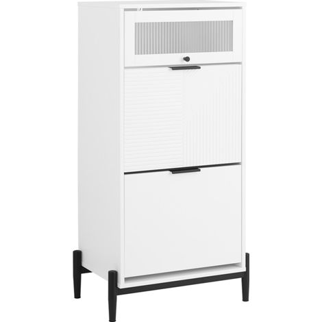 SoBuy Shoe Cabinet with 2 Flip-drawers,FSB95-W