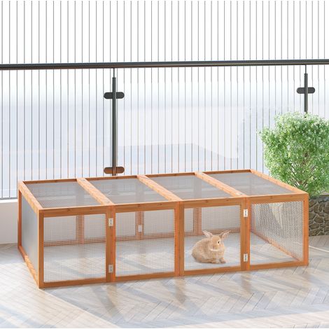 Enclos pour petits animaux en bois de sapin 181 x 100 x 48 cm naturel DESVIAE (1/4)