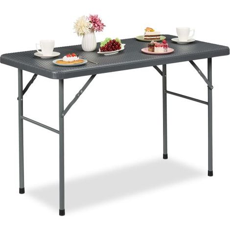 Mesa de jardin redonda con aspecto de ratan
