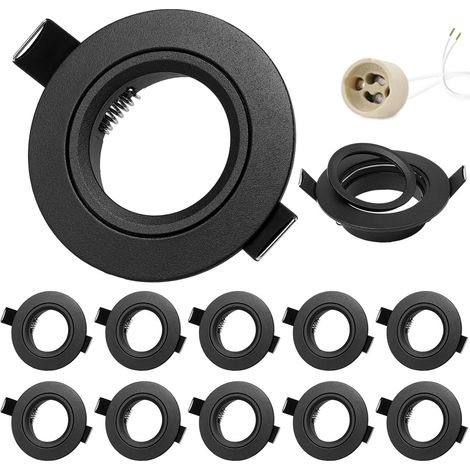 Spot LED Encastrable Noir Mat Aluminium Douille GU10 Ouverture 68mm Éclairage Plafond Salon Cuisine Salle de Bain Lot de 10 (1/5)
