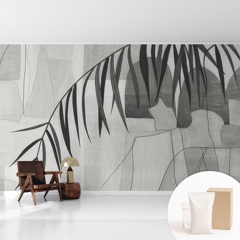 Papier peint avec colle pour décoration moderne de salon chambre à coucher cuisine et bureau Facile Palmier abstrait 416x254 cm (1/5)