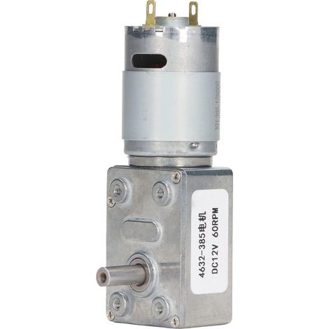 Moteur à engrenages Turbine à vis sans fin autobloquant DC 12 V CW CCW adapté pour treuil de porte fenêtre 60 tr/min (1/5)
