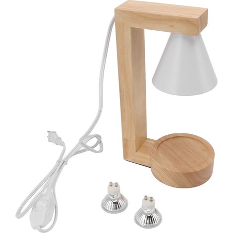 Ortviai Lampe chauffe-cire design en bois bambou avec variateur – 32 cm, lumière chaude 50 W (1/5)