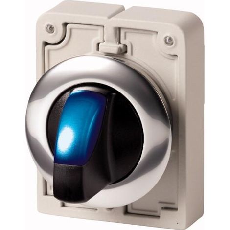 Commutateurs rotatifs lumineux 30mm à manette bleu 2 positions à rappel EATON M30C-FWLK-B
