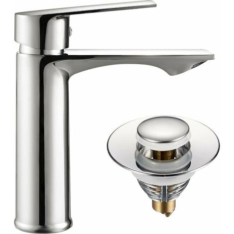 Robinet Lavabo - Robinet Mélangeur Chaud Froid - Corps en Laiton Chromé - Commande à Levier Unique - Pour Lavabo Standard - 1 Pièce (1/5)