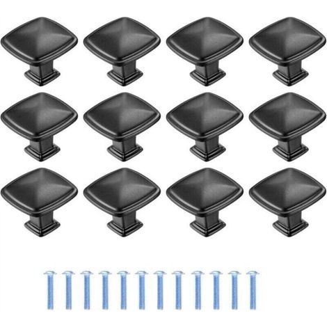 12 Pièces Poignee de Meuble Cuisine Noir, Tiroir de Poignée Porte, Bouton de Meubles Cuisine de Porte, Poignées de Meuble pour Placard Armoire Cuisine - 1,2 po/30 mm (1/4)