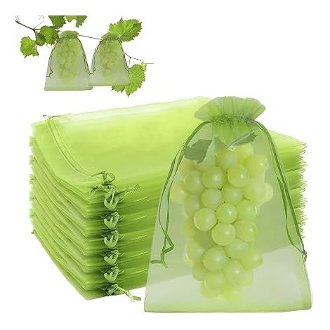 40 x Sacs de protection des fruits 23 x 30 cm, Sac Organza avec cordon de drawstring, filet d'insectes pour jardin potager, raisins de protection, fraises et légumes contre les oiseaux, les guêpes et (1/5)