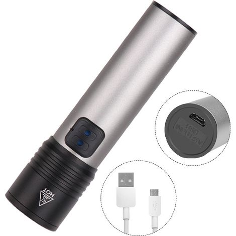 Nouvelle mini lampe torche T6LED rechargeable USB, télescopique et zoom, petite lampe torche portable pour la maison (1/5)