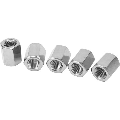 Silberne M16-Verbindungsmuttern, 5er-Pack, rostfreier Edelstahl, hochbelastbare Sechskantmuttern für dauerhafte Befestigung. (1/5)