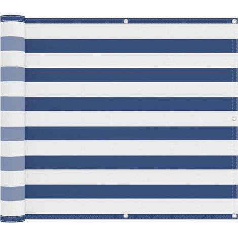 Paravent de balcon bleu et blanc, 100 x 400 cm, en tissu Oxford. (1/5)