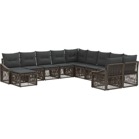 Gartensofa-set 11 pcs Grau Poly-Rattan vidaXL