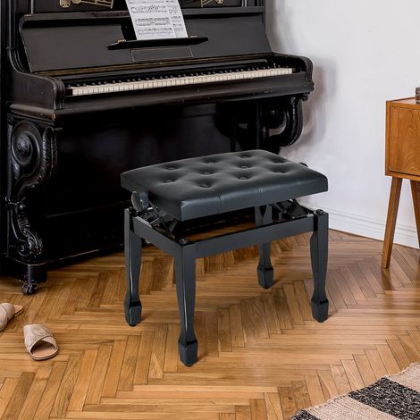 Banc de piano réglable en hauteur 25 pouces avec coussin rembourré et siège de clavier noir (1/5)