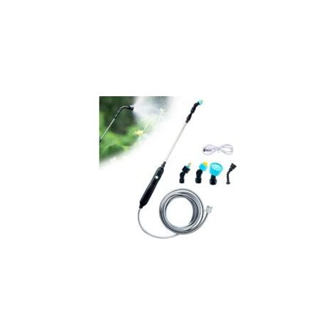 Bardusch-Pulvérisateur électrique de jardin, pulvérisateur de toiture, pulvérisateur télescopique avec 4 buses et tuyau de 10 m, rechargeable par USB, pour l'arrosage des pelouses