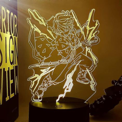 Lampe de nuit LED Demon Slayer 3D à illusion d'optique, figurine Demon Slayer, lampe de table tactile LED 7 ou 16 couleurs (16 couleurs avec télécommande)