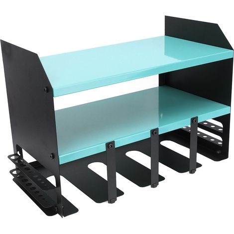 Organisateur d'outils électriques à 4 emplacements, structure en fer, support de perceuse compact et multifonctionnel, fixation murale pour atelier ou entrepôt, bleu (1/5)