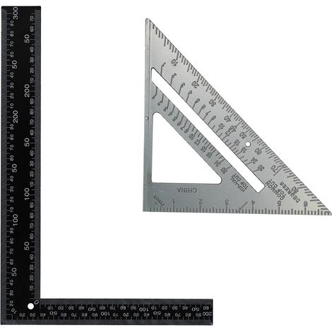 Dapetz ® 6" Aluminium Alloy Speed Roofing Square Measuring Triangle Guide Dual Markings Metric and Imperial With 300mm x 150mm 12" X 8" Rafter Square Carpenters and Woodwork Tool (1/5)