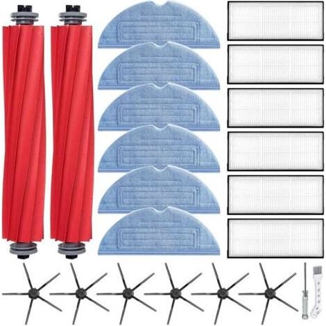 Accessoires de Rechange pour Roborock S7 (S7 Plus, S7 MaxV, S7 MaxV Ultra, S7 Pro Ultra, S7 Max Ultra): Kit avec 2 Brosses Principales en Caoutchouc, 6 Filtres HEPA Lavables, 6 Serpillières Microfibre (1/4)