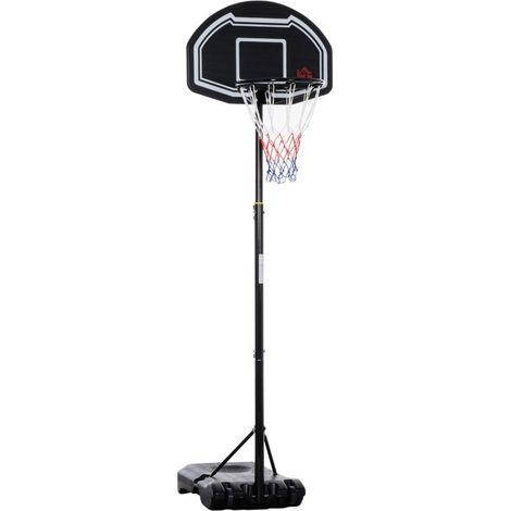 Panier de basket extérieur réglable 197,5-254 cm avec base lestable, roues et panneau PE 70 x 45 cm, acier noir pour jardin et entraînement - CHICFURN (1/5)
