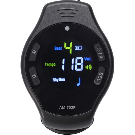 Métronome à pince Mini rechargeable avec écran couleur, métronome portable dynamique et visuel, fonction de mémorisation du tempo pour la course, la corde à sauter et l'entraînement au tempo (noir) (1/5)