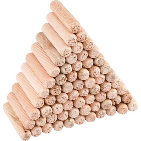 500 Pieces Wooden Dowels, 8 x 40 mm Wooden Dowels with Diagonal Grooves (1/5)