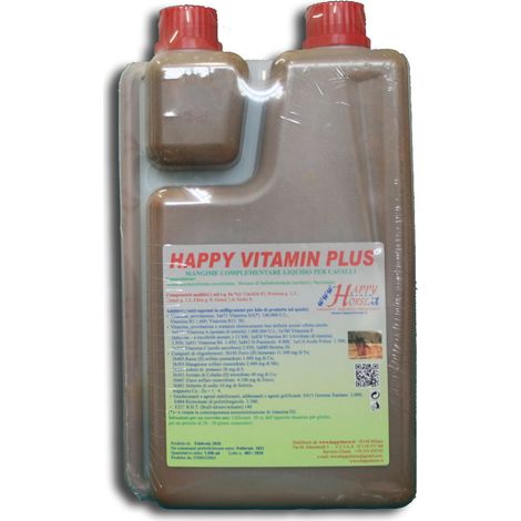 Happy Vitamin Plus Flüssigmischung aus Vitaminen und Spurenelementen in löslicher Form, geeignet zur Anreicherung von Futterrationen mit wasserlöslichen Vitaminen, fettlöslichen Vitaminen und Spurenel