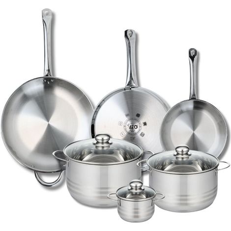 Ensemble de 3 Poêles de cuisson 24, 28 et 32 cm et 3 faitouts 12, 20 et 24 cm Elo Profi Brillant (1/5)