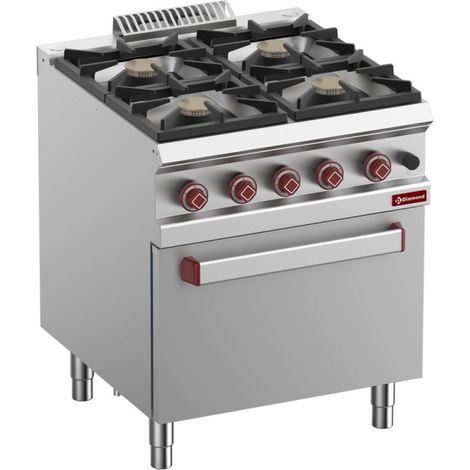 Fourneau 4 feux - four gaz GN 2/1 - Diamond