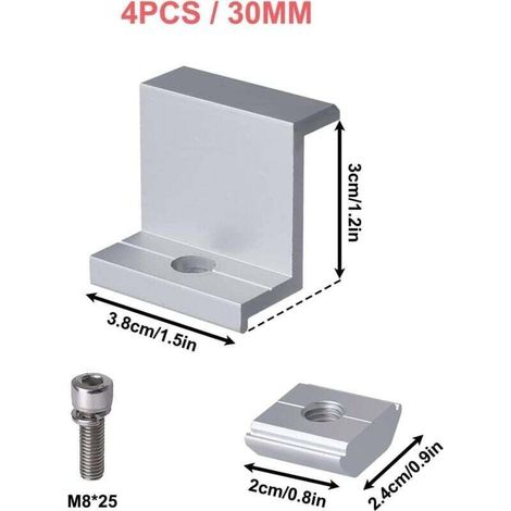 Pack de 4 supports de panneau solaire en aluminium – Pince d'extrémité 30 mm – Résistant à la rouille et aux UV – Fixation rapide sur toits et surfaces irrégulières (1/4)