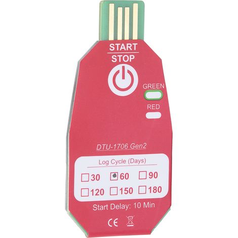 Enregistreur de température chaîne du froid DTU-1706 Gen2, thermomètre USB étanche, journal de données 60 jours, capteur de température autonome, datalogger professionnel pour transport frigorifique. (1/5)