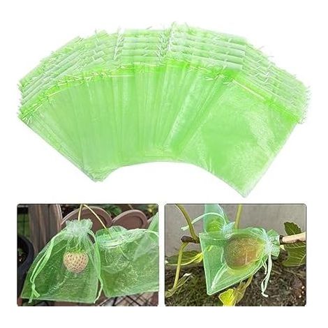 100 pièces Sac de Protection Fruits, Sachet Protection Raisin, Sachets en Organza Respirant avec Cordon de Serrage, pour Potéger Les Grappes de Fruits des Frelons et des Oiseaux(20cm x 15cm) (1/5)