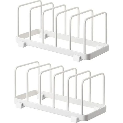 Assiette Organisateur, égouttoir à Vaisselle, Supports à Assiettes, Organisateur d'étagère à Assiettes, Rangement de Planche à Découper pour Cuisine Comptoir Placard (Blanche, 2 Pièces) (1/4)