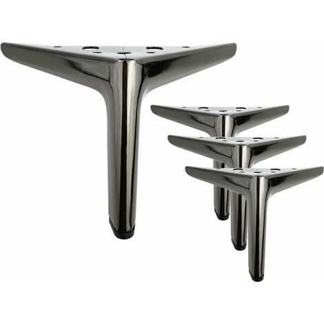 Set mit 4 dreieckigen Möbelbeinen in Titanschwarz (12 cm), galvanisch poliert, geeignet für Schränke, Sofas, Couchtische, TV-Ständer und andere Möbel.